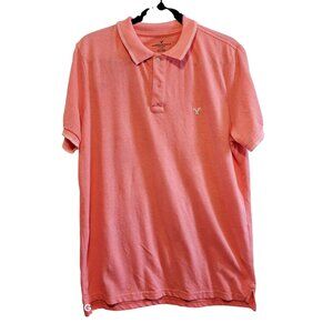 American Eagle Outfitters Mens Coral Polo Shirt L Cotton/Poly Blend Short Sleeve
